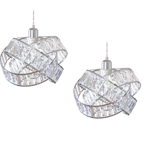 Crystal 3 Tier Interlocking Lamp Shade 31cm — Clear — Pack of 2