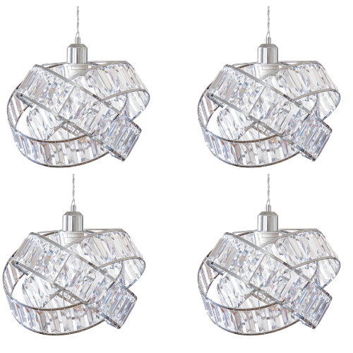 Crystal 3 Tier Interlocking Lamp Shade 31cm — Clear — Pack of 4