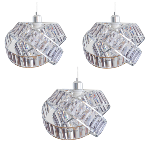 Crystal 3 Tier Interlocking Lamp Shade 31cm — Grey — Pack of 3