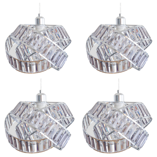 Crystal 3 Tier Interlocking Lamp Shade 31cm — Grey — Pack of 4
