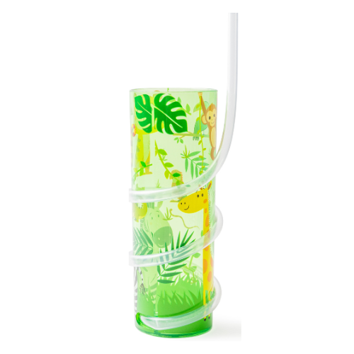 Curly Straw Drink Cup Safari Design 450ml