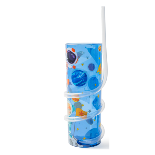 Curly Straw Drink Cup Space Design 450ml
