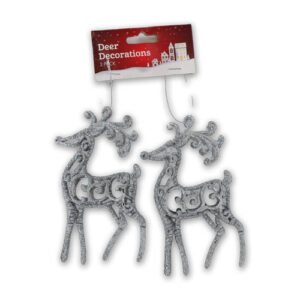 Deer Hanging Christmas Decorations 2 Pack Assorted Colours