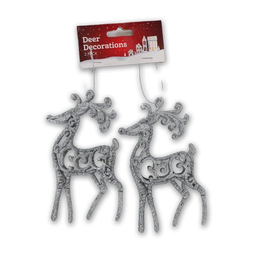 Deer Hanging Christmas Decorations 2 Pack Assorted Colours