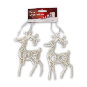 Deer Hanging Christmas Decorations 2 Pack Assorted Colours