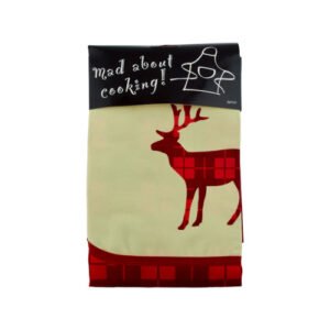 Red Tartan Reindeer Christmas Apron One Size