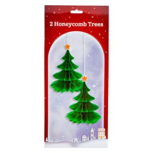 Honeycomb Hanging Christmas Tree Decorations 2 Pack