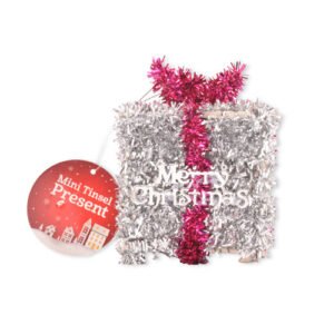 Mini Tinsel Present Christmas Decoration Assorted Colours