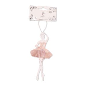Clear & Rose Gold Ballerina Christmas Decoration