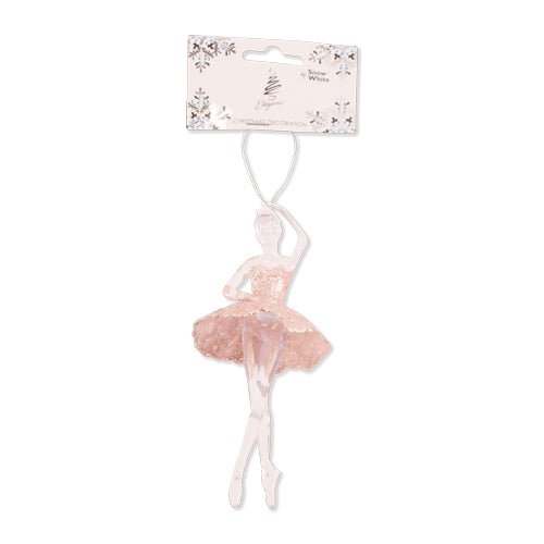 Clear & Rose Gold Ballerina Christmas Decoration