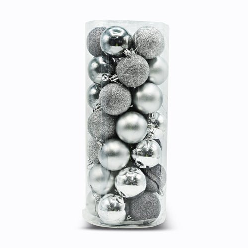 Silver Shatterproof Christmas Baubles 35 Pack 55mm