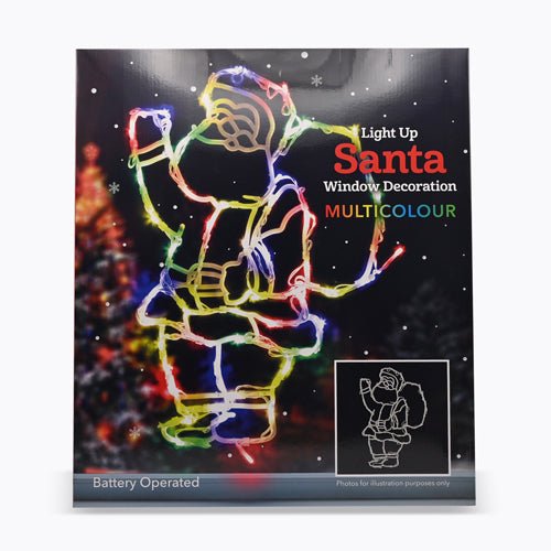 Light Up Santa Multicolour Window Decoration