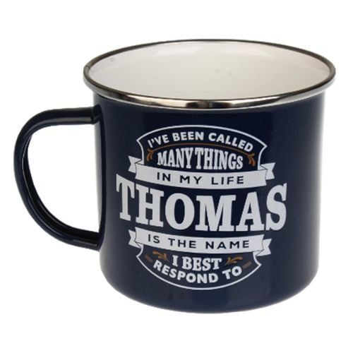 Enamel Personalised Coffee Mug Thomas