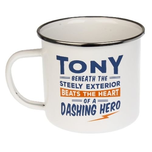 Enamel Personalised Coffee Mug Tony
