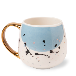 Elegant Polka Dot Mug with Gold Handle 400ml Assorted Designs