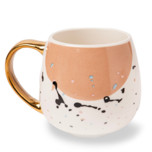 Elegant Polka Dot Mug with Gold Handle 400ml Assorted Designs