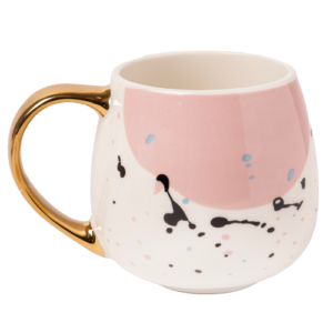 Elegant Polka Dot Mug with Gold Handle 400ml Assorted Designs