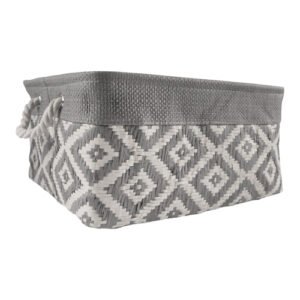 Grey Woven Diamond Storage Basket