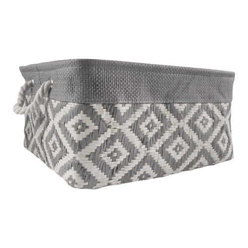 Grey Woven Diamond Storage Basket