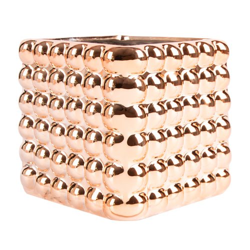 Square Dazzle Plant Pot — Rose Gold