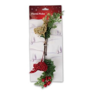 Berry and Robin Christmas Picks 2 Pack Assorted Designs
