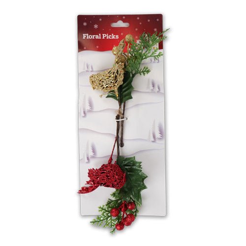 Berry and Robin Christmas Picks 2 Pack Assorted Designs