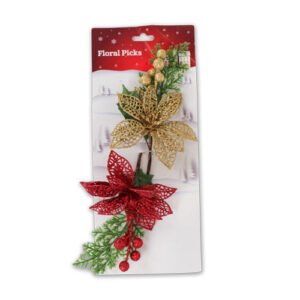 Christmas Floral Picks With Berries 2 Pk Assorted Colours