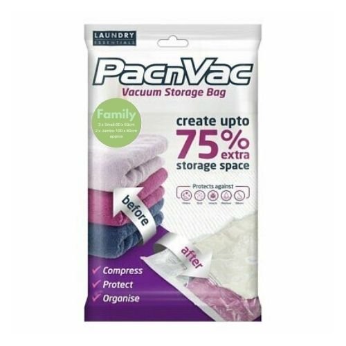 Laundry Essentials Pac n Vac Vacuum Storage Bag Family Pack