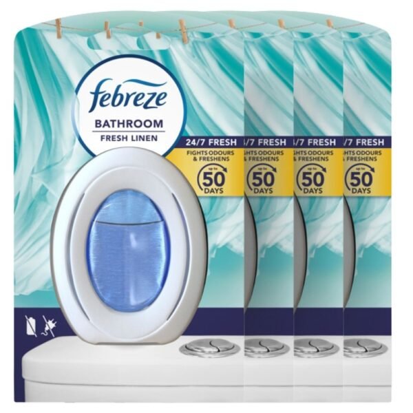 Febreze Fresh Linen Bathroom Air Freshener 7.5ml — Pack of 4
