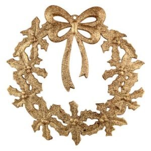 12" Festive Glitter Wreath Christmas Decoration - Gold