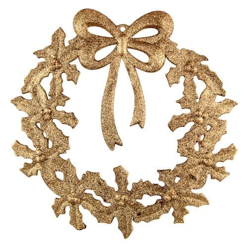 12″ Festive Glitter Wreath Christmas Decoration – Gold