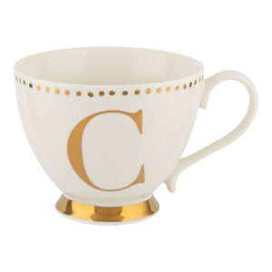 Initial C Electroplated Gold Footed Mug