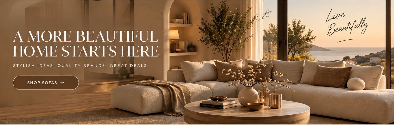 A more beautiful home starts here — luxurious warm neutral HODEALS living room