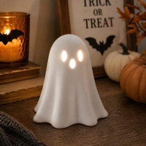 Halloween LED Ghost Ceramic Ornament 11cm
