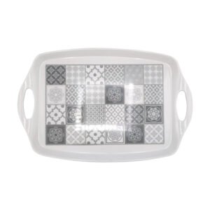 Grey & White Floral Tile Patterned Kitchen Tray