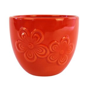 Flower Embossed Indoor Plant Pot 11cm Assorted Colours