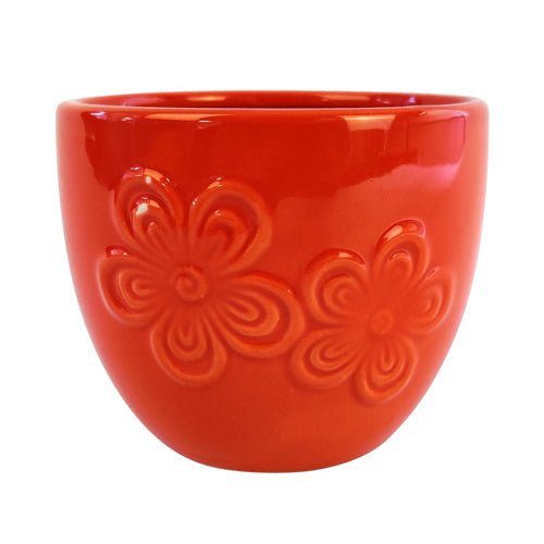 Flower Embossed Indoor Plant Pot 11cm Assorted Colours