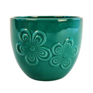 Flower Embossed Indoor Plant Pot 11cm Assorted Colours