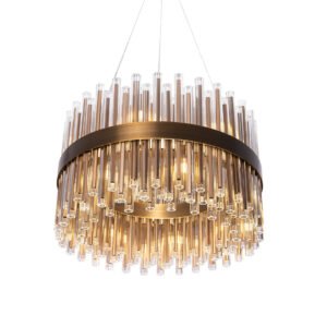 Luxury Medium Antique Brass Glass Chandelier