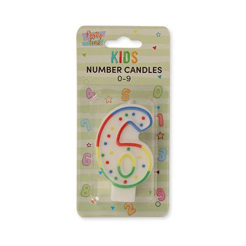 Party Time Kids Number Birthday Candle — Number 6