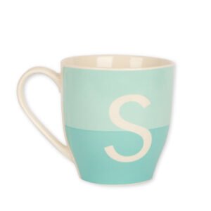 Initial S Turquoise Two Tone Monogram Mug