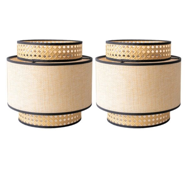 Natural Raffia Easy Fit Contrast Trim Lampshade 26cm — Pack of 2