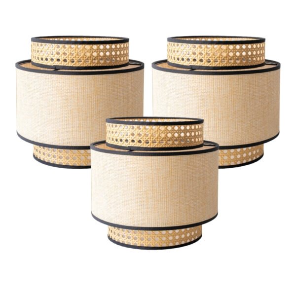 Natural Raffia Easy Fit Contrast Trim Lampshade 26cm