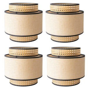 Natural Raffia Easy Fit Contrast Trim Lampshade 26cm