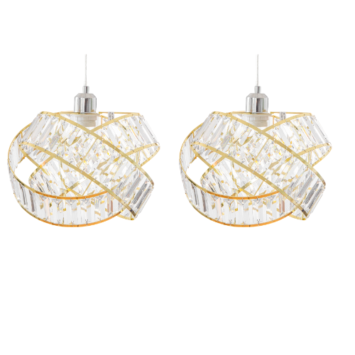 Crystal 3 Tier Interlocking Lamp Shade 31cm — Gold — Pack of 2