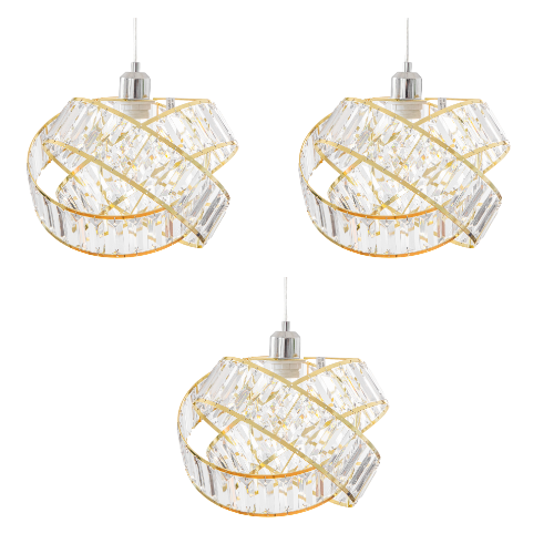 Crystal 3 Tier Interlocking Lamp Shade 31cm — Gold — Pack of 3
