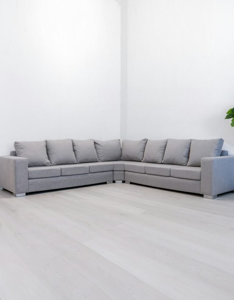 Modern grey corner sectional sofa illustrating left-hand and right-hand orientation planning