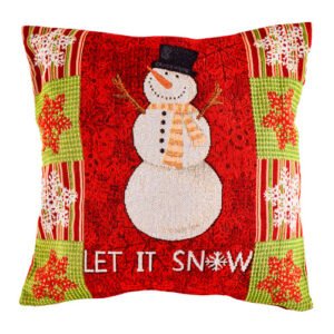 Red & Green Let It Snow Snowman Cushion 45cm x 45cm