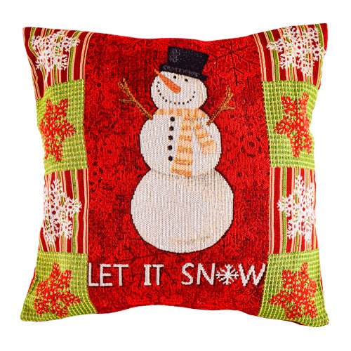 Red & Green Let It Snow Snowman Cushion 45cm x 45cm