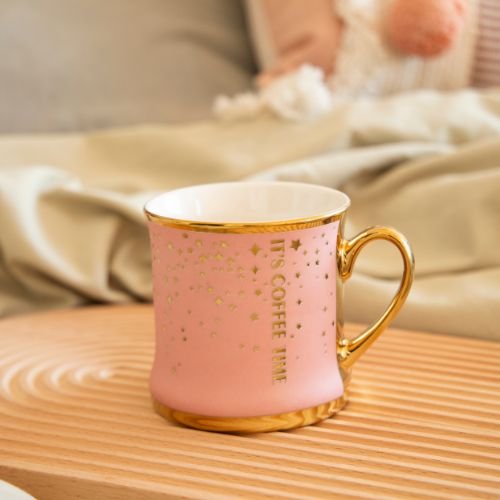 It’s Coffee Time Ceramic Mug with Gold Finish 350ml Assorted Designs